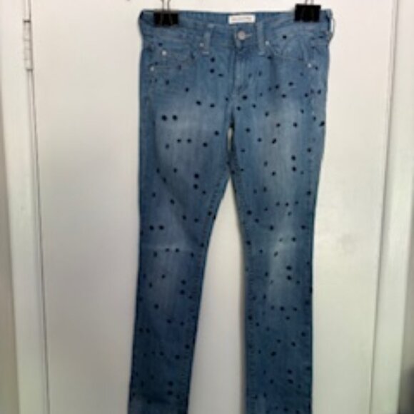 Sewn Polka Stove Pipe Jeans Woman's 28 waist NWT - Picture 1 of 15